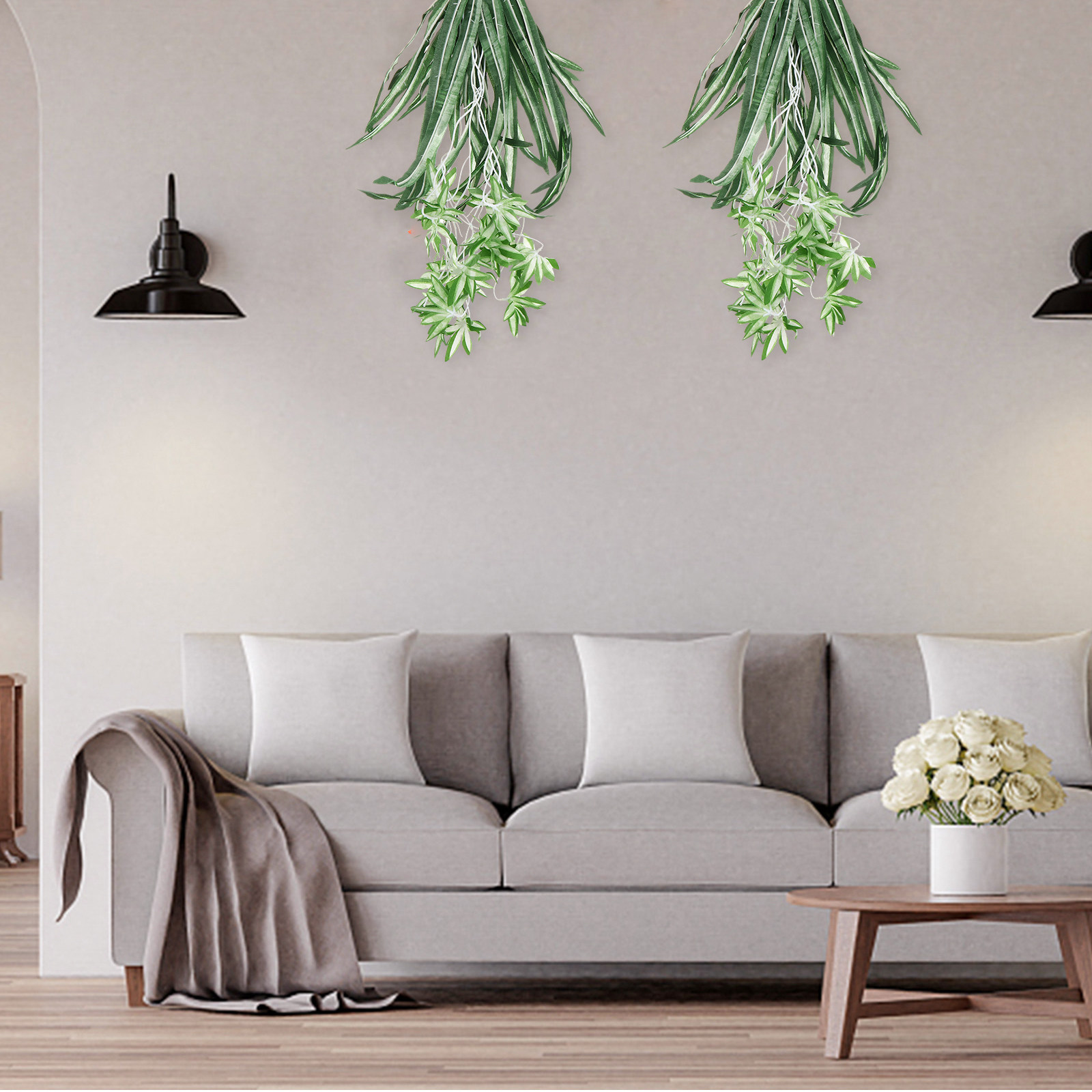 Spider Plant Hanging - 1 Adet Yapay Klorofitum Gerçekçi Plastik